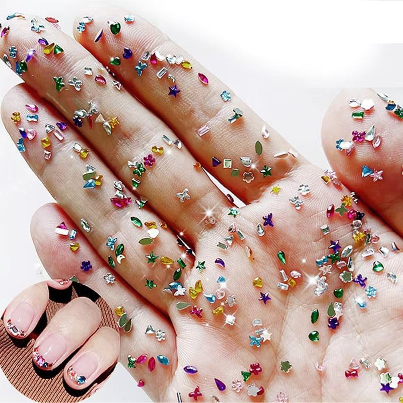 3000Pcs Mini Rhinestones for Nails Colorful Nail Rhinestones Acrylic Flatback