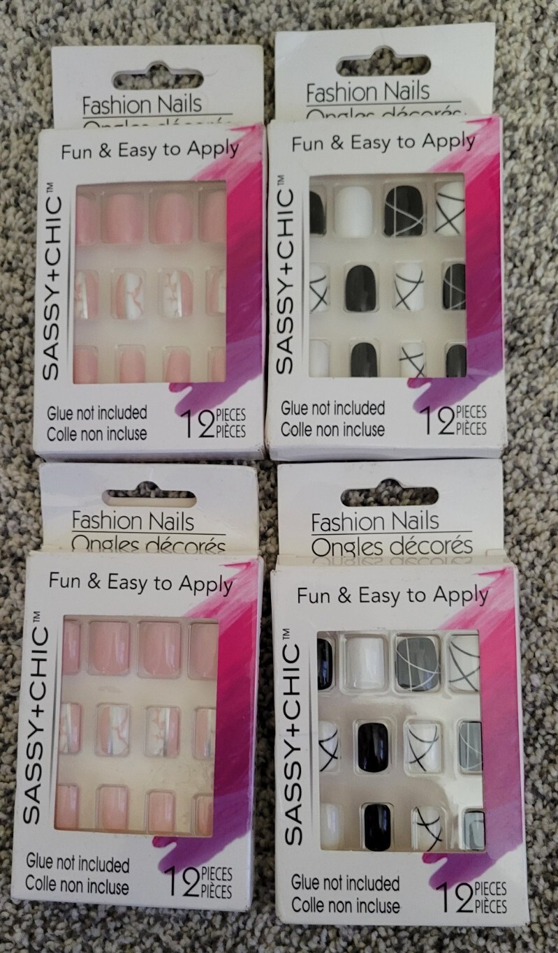 Fashion Nails Fun Easy To Apply Sassy Chick 4 Packs Of 12 Nails Each