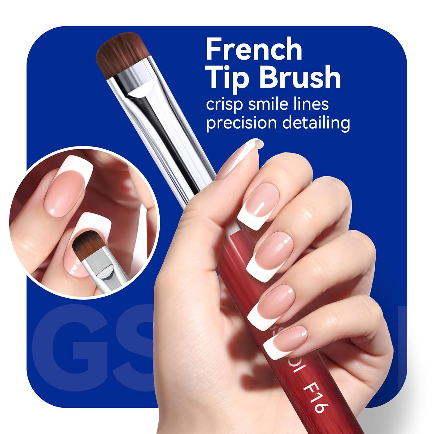 ‌French Brush for Nails & Clean up Brush for Gel Nail Polish | Dual-Use Wooden H
