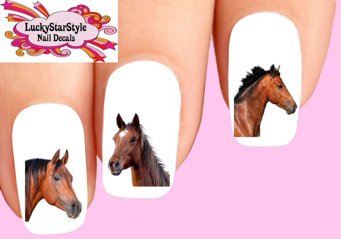 Waterslide Nail Decals Set of 20 – Brown Horse Head Assorted