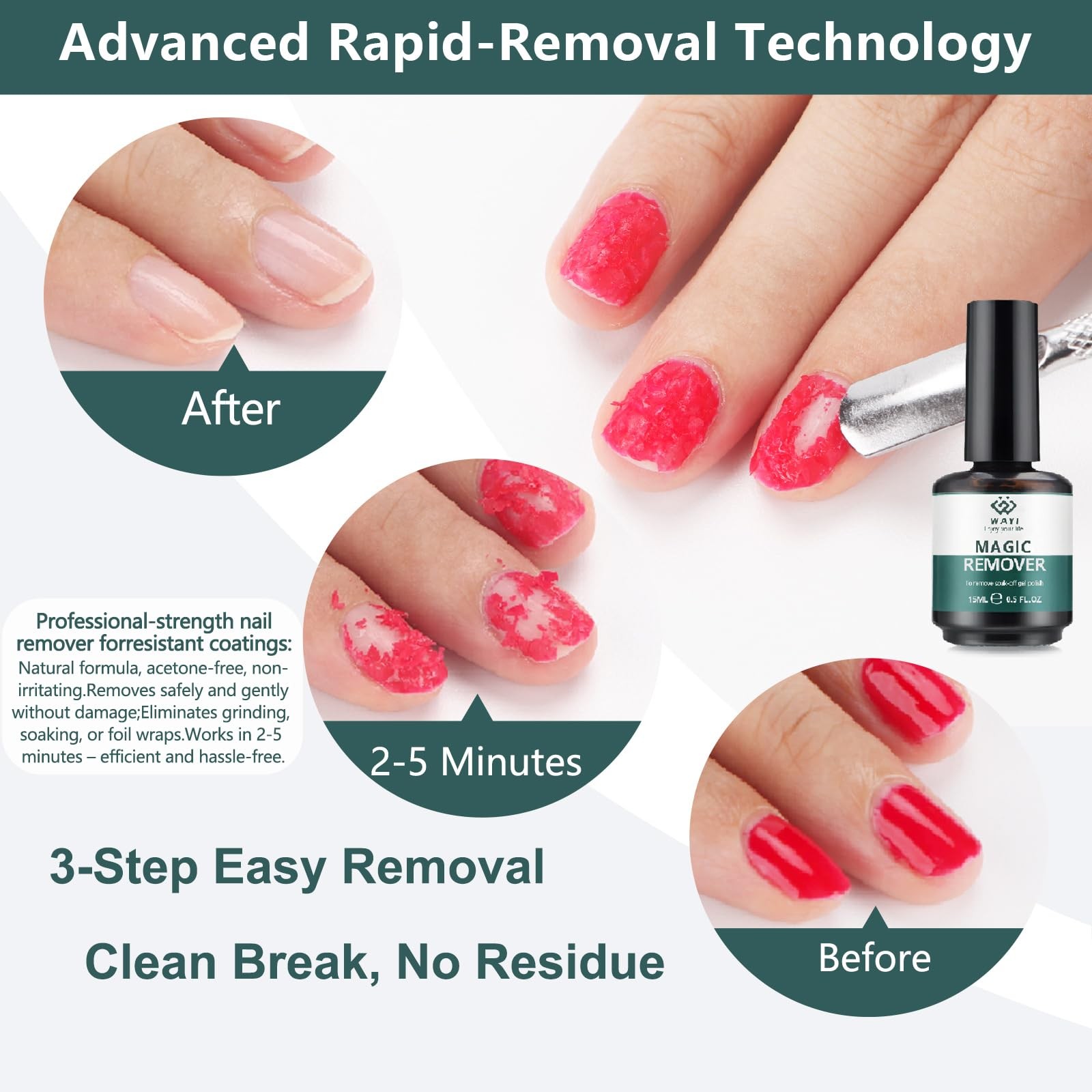 15ml Remover + Cuticle Oil with Nail Tool Set, GEL NAIL REMOVER & CUTICLE OIL