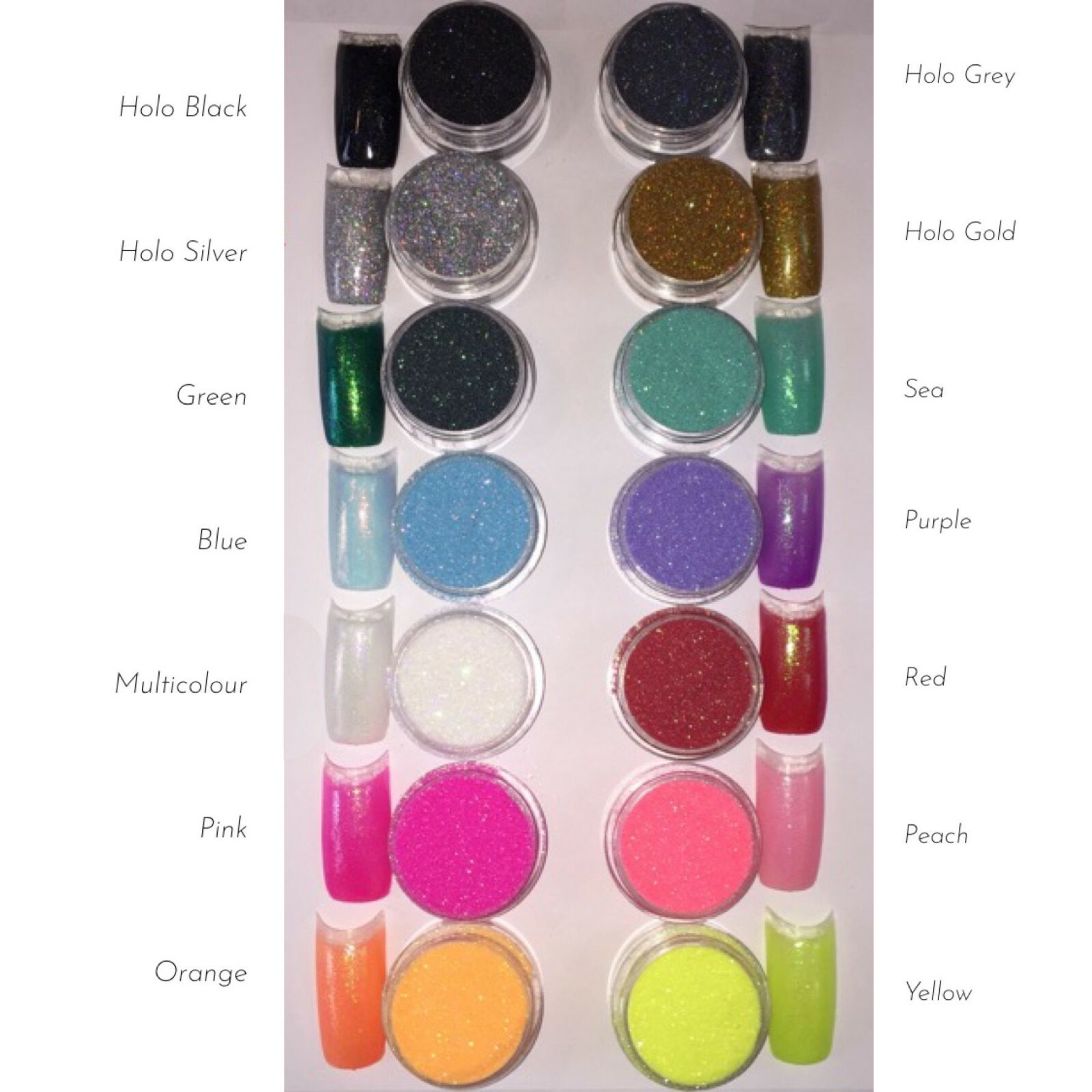 Holographic Nail Glitters Powder 14 pieces SET Iridescent Mermaid Effect Glitter