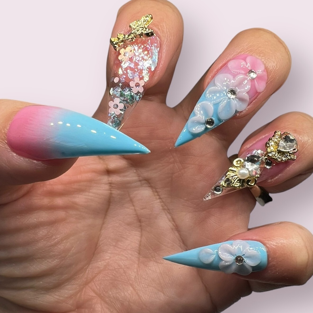 Luxurious Handmade Acrylic Press On Nails – A12 – High Quality & Reusable