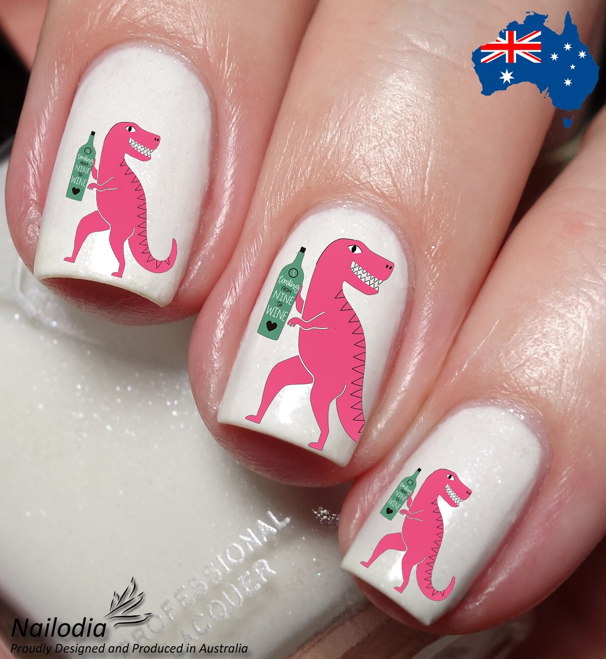 Cute Crazy Dino Dinosaur T-Rex Nail Art Decal Sticker – Jurassic Theme