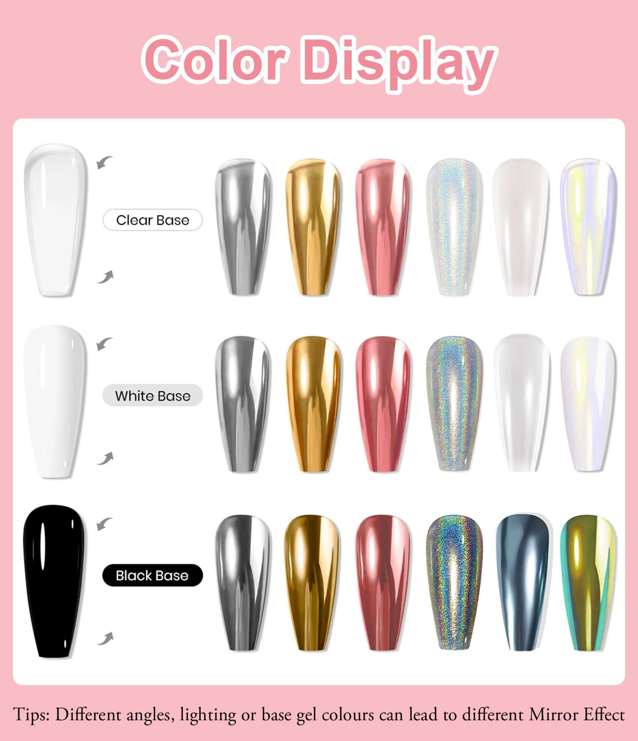 Ultra-Fine Chrome Nail Powder Set – 6 Vibrant Jars for Stunning Nail Designs