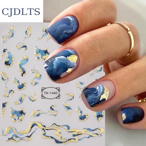 8 Sheets Nail Art Stickers 3D Self -Adhesive Hot Stamping Colorful Marble