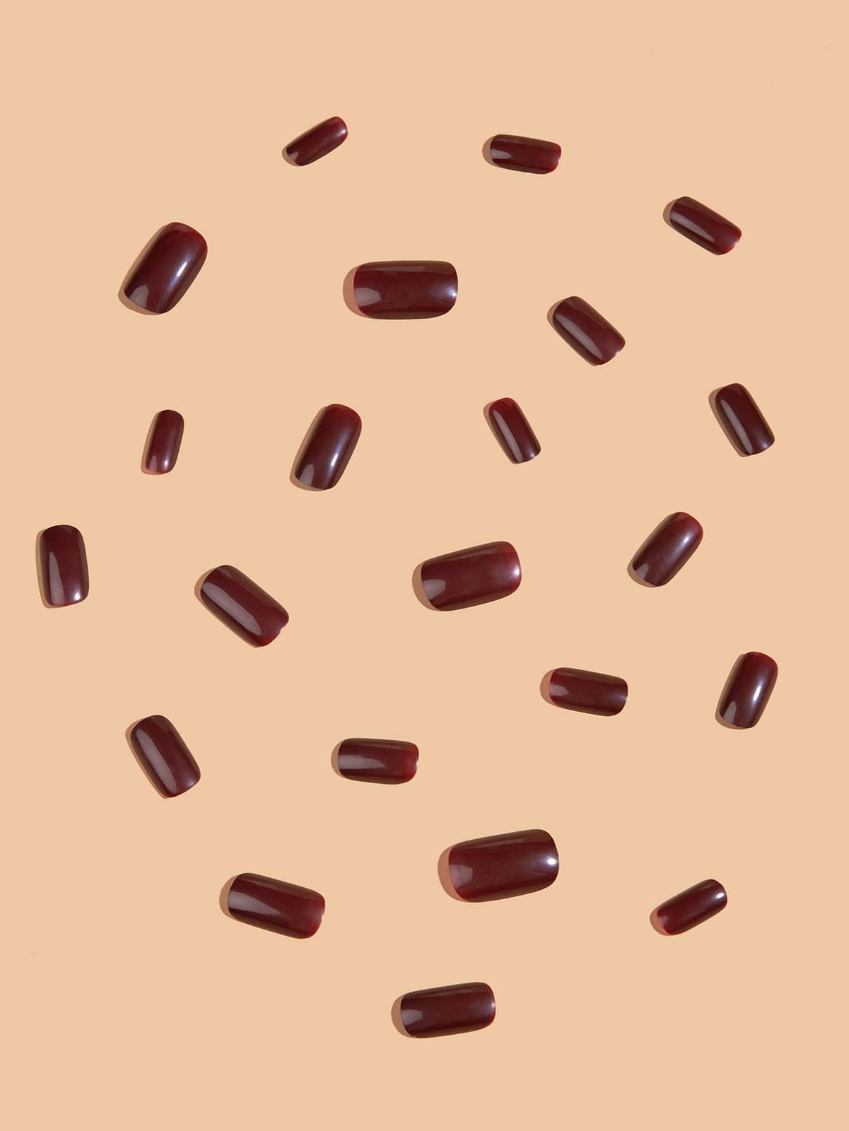 24pcs Short Square Burgundy Solid Fake Nail False Nails Press On Nails Glue On