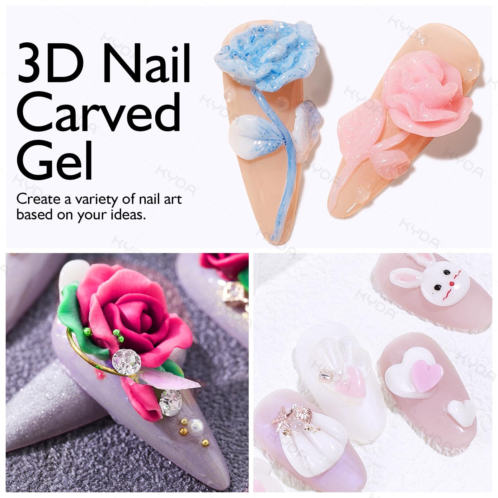 Ownest 12 Colors Sculpture Painting Nail Gel Set,3D Nail Carved Gel Sculpture…