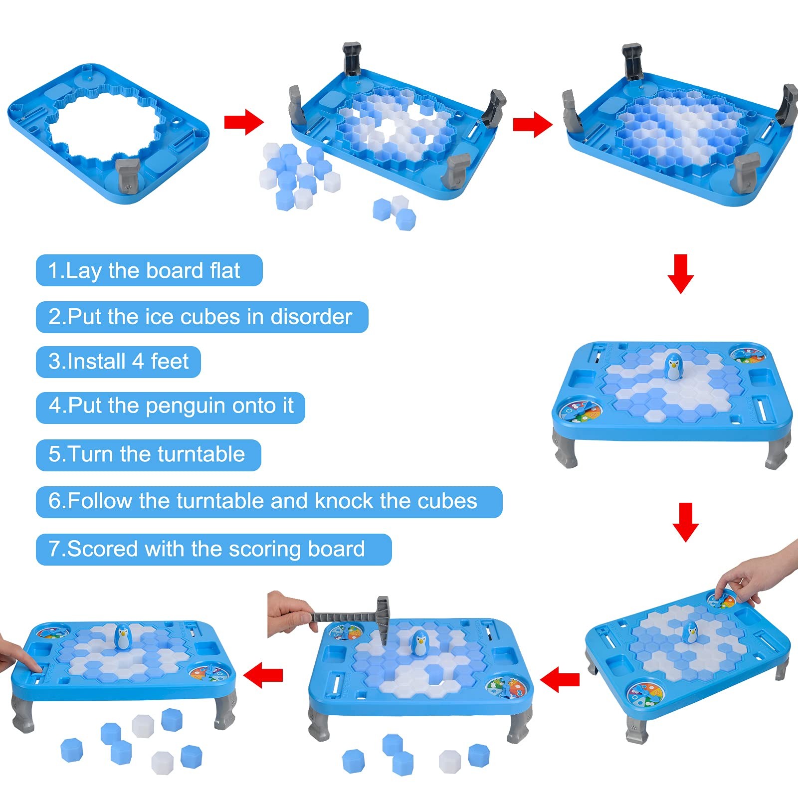 SS Save Penguin On Ice Game, Trap Break Block Rectangle, Blue