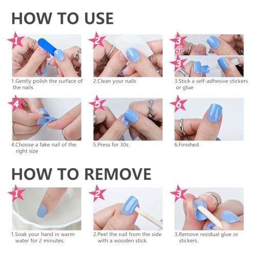 24Pcs Summer Press on Nails Ocean 3D Starfish Flower Fake Nails Summer Starfish
