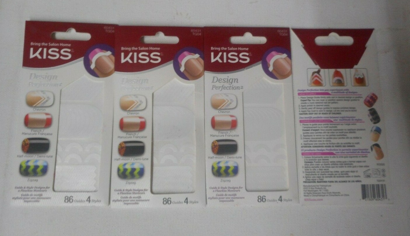 4 pc lot KISS Design Perfection 60431 86 GUIDES 4 STYLES Chevron,French Manicure