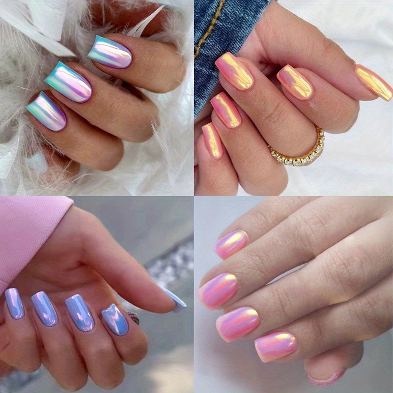 96pcs/4Pack Press On Nails Shimmer False Nails Full Cover For Daily Party Wear