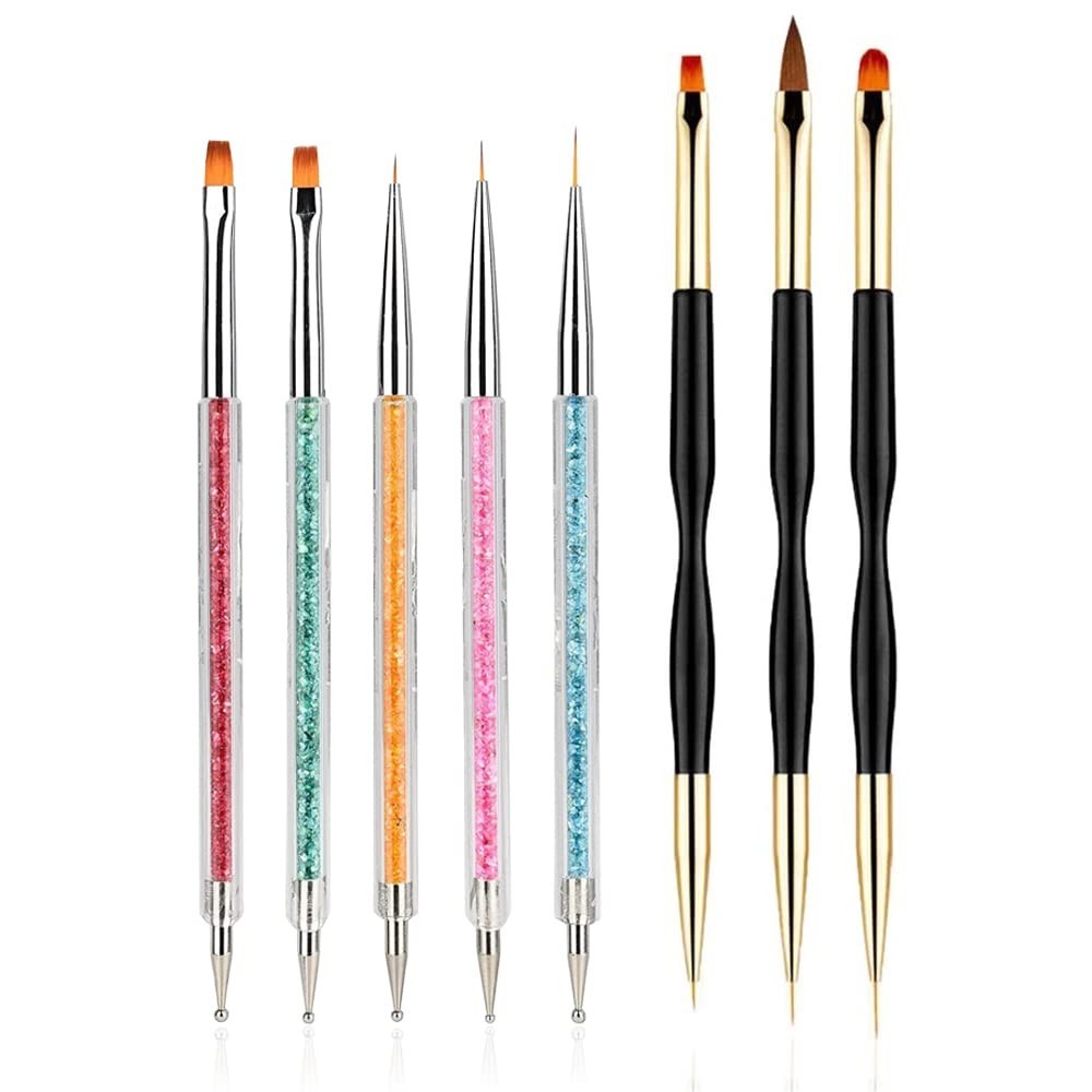 Complete 8PCS Nail Art Brush Set: Dual-Ended for Ultimate Creativity