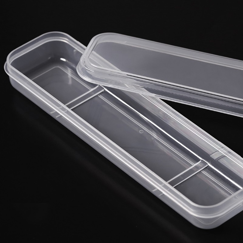 1Pc Rectangle Plastic Transparent Storage Box Nail Rhinestone Brush Case