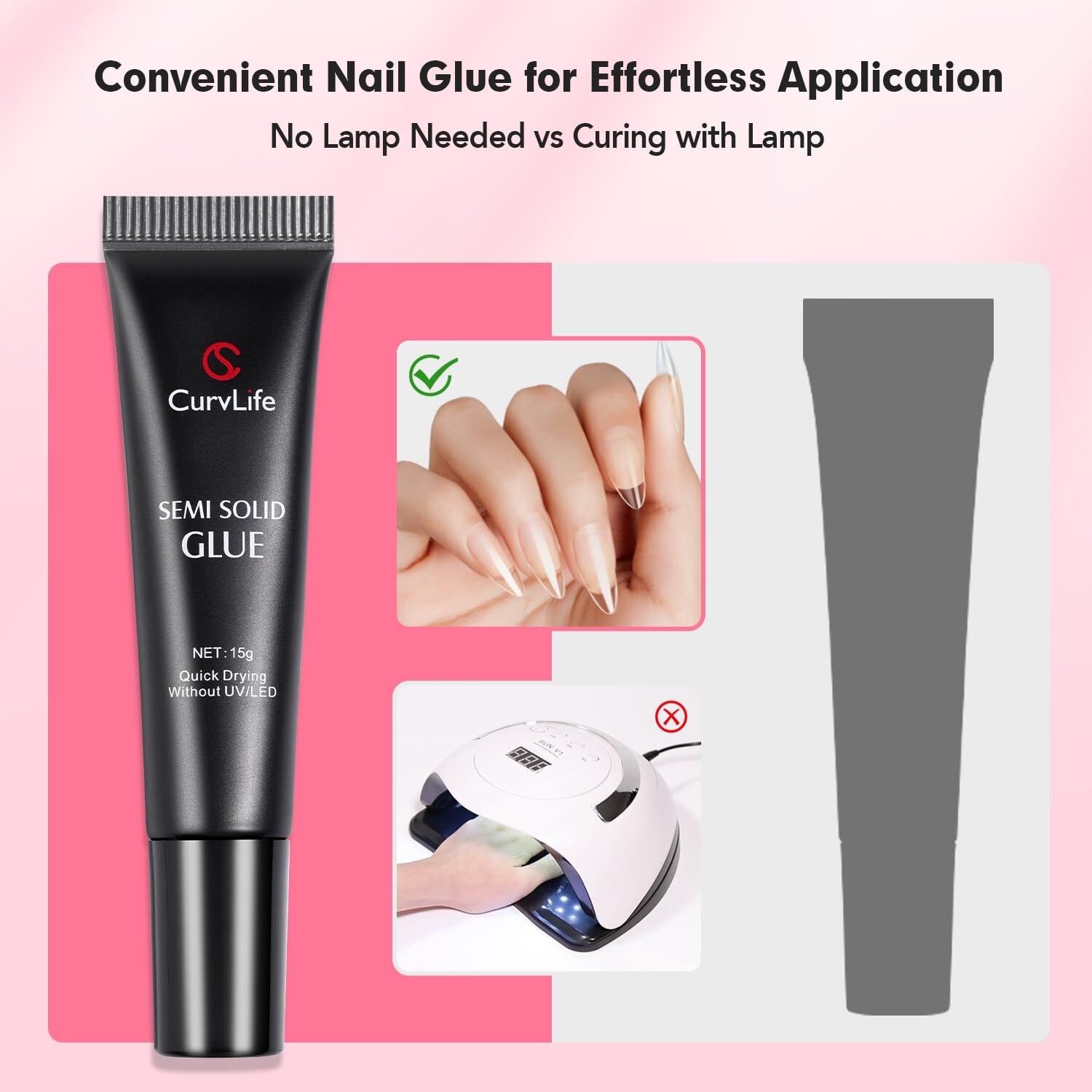 Curvlife New Super Strong on Nail Glue 15g for Press On Nails Tips Quick Dryi…