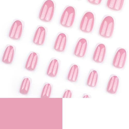 Nude Press on Nails Short Square Fake Nails Glossy Full Cover Reusable Stick