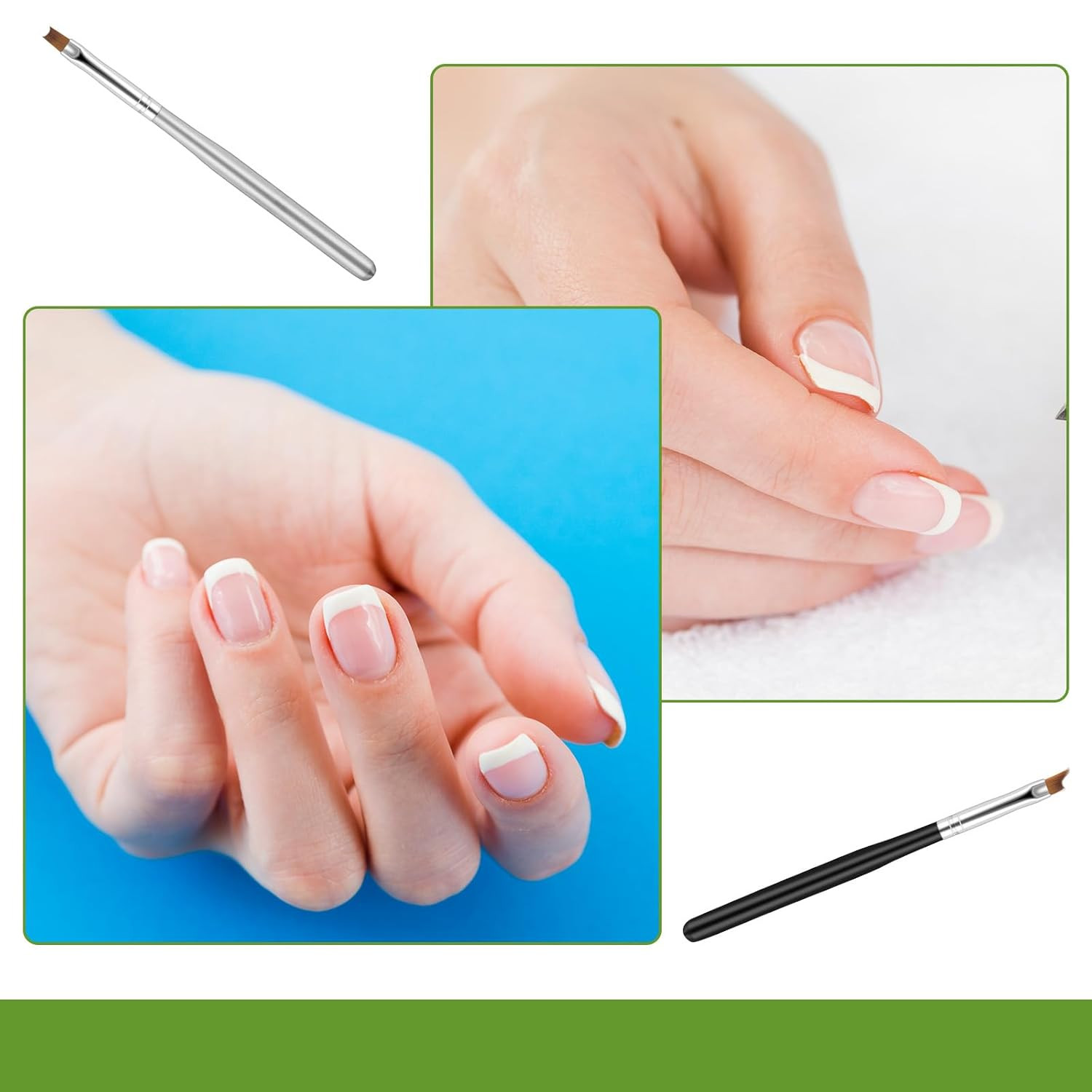6Pc French Tip Nail Brush Set Oblique Moon Shape UV Gel Acrylic Painting Drawing