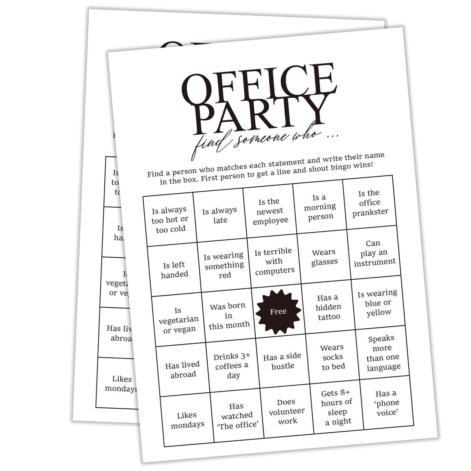 Tuyashua Office Party Find Someone Who Games, Work 5×7 inches, Multicolored