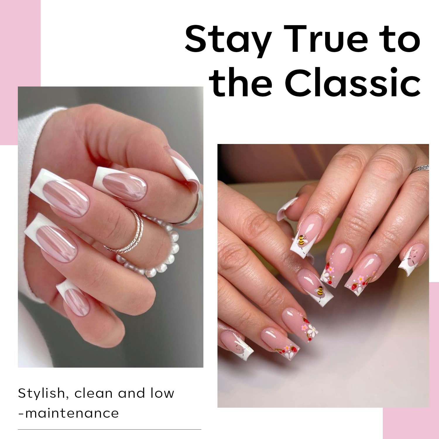 Medium Square Nail Tips – 510Pcs Fake Nails Gel Tips Pre-shaped Half Matte Fu…