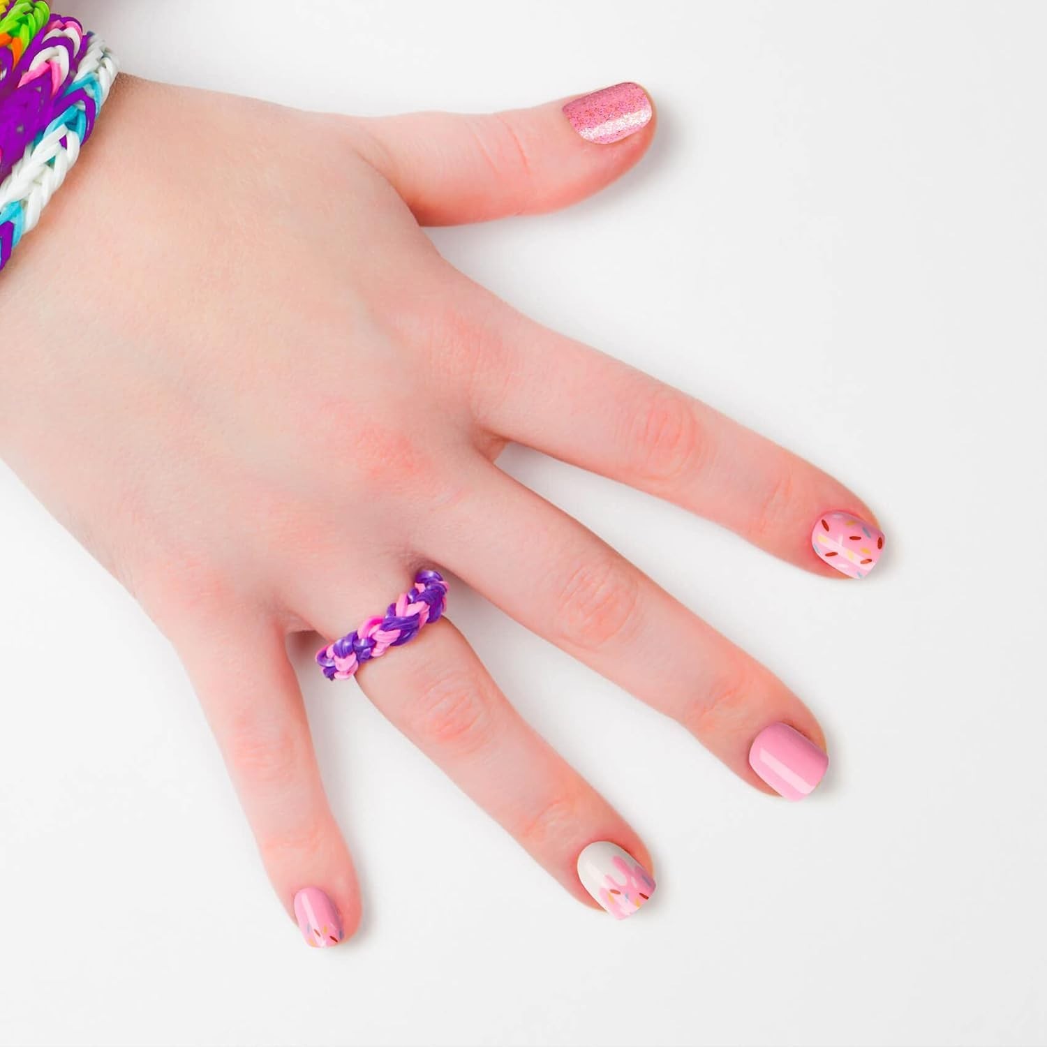 Festive Squoval Press-On Nails for Kids – 20 Easy Application Glitter Tips