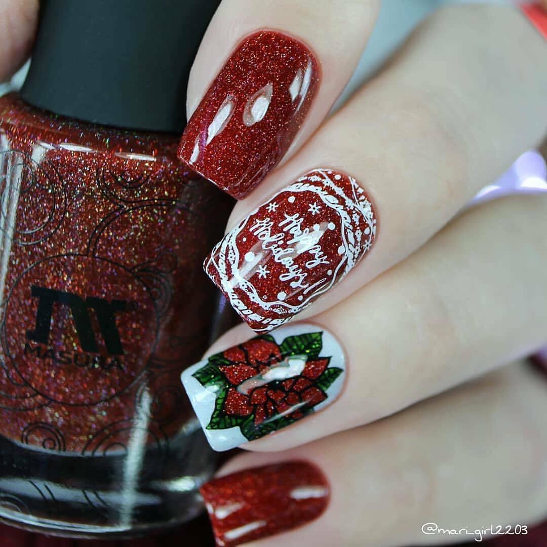 B034 Deck the Nails Stamping Plate For Christmas Stamped Nail Art Design