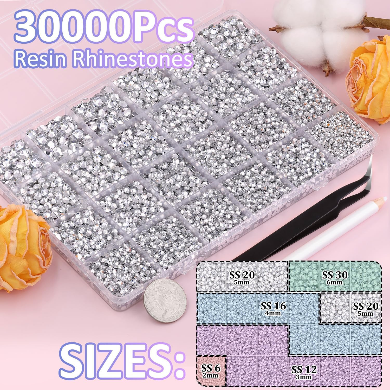 30000Pcs Clear Rhinestones for Bedazzling with B7000 Jewelry Glue, Bedazzler …