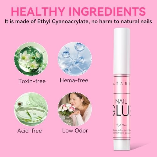 Makartt Nail Glue for Press On Nails, Fast Air Dry No UV Lamp, Strong Bond for