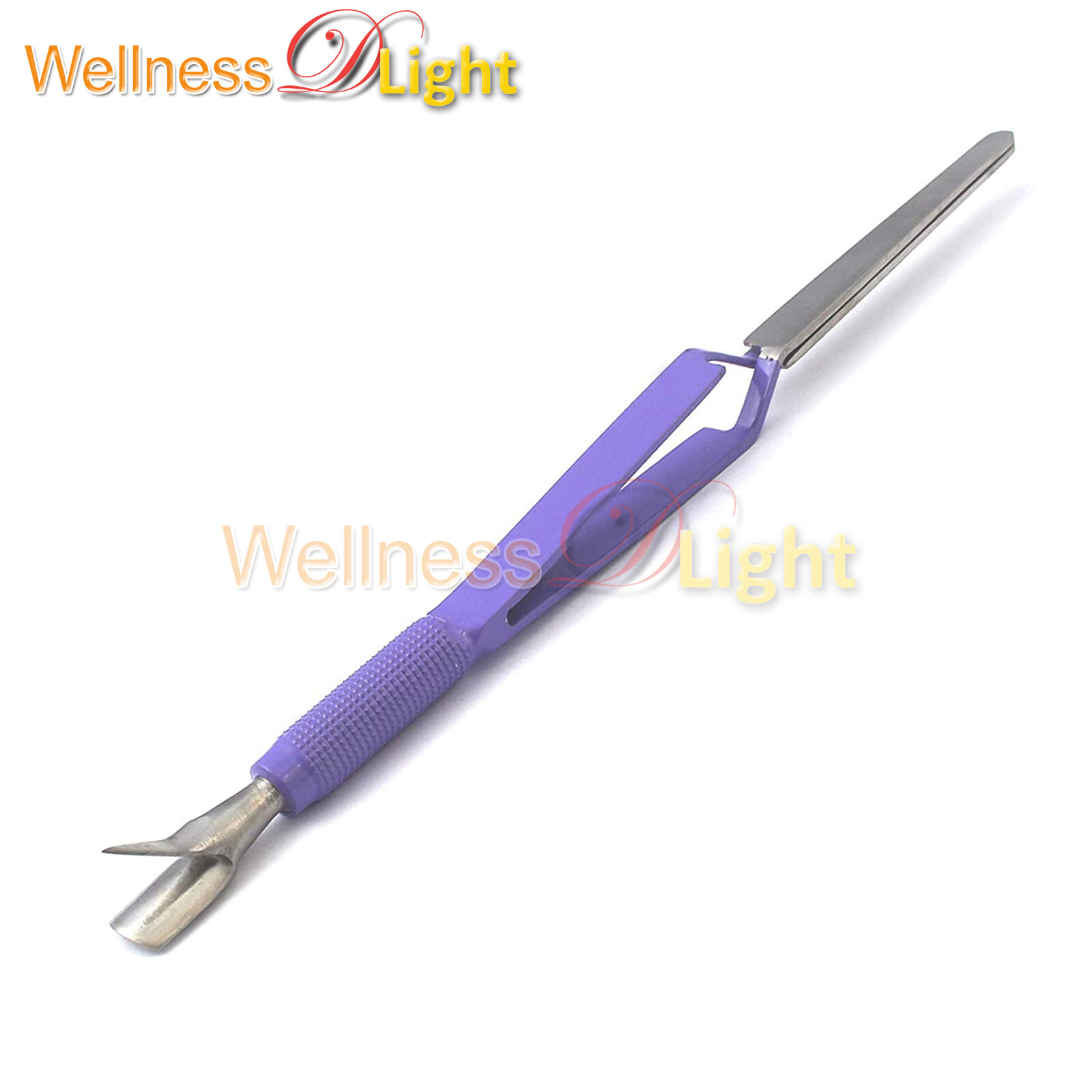 1 Pc 3in1 Nail Pinching Tweezers & Cuticle Pusher Multi Function (Purple-Color)