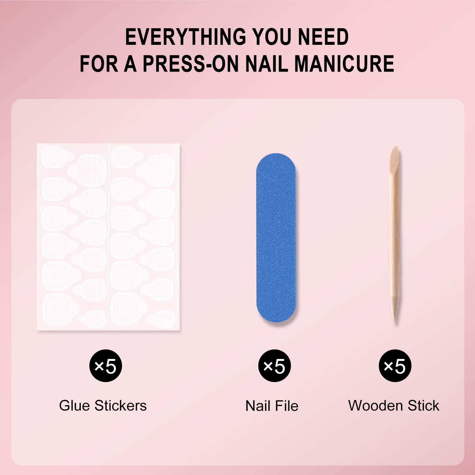 120 pcs French Tips Press on Nails Long Square (Pack of 120), Style-2