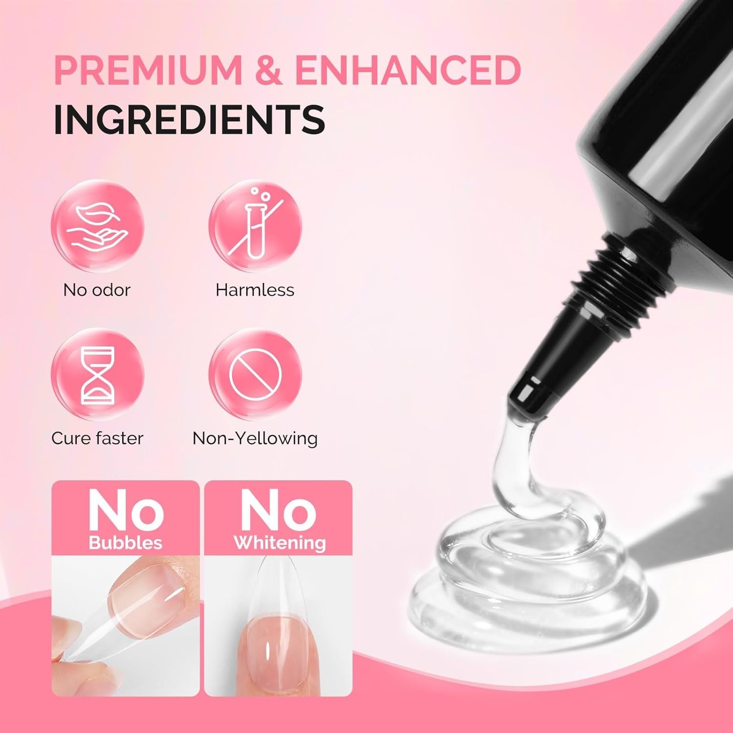 MelodySusie 20g*2Pcs Solid Nail Glue Gel, Super Strong&28+Days Long Last Soft Ge