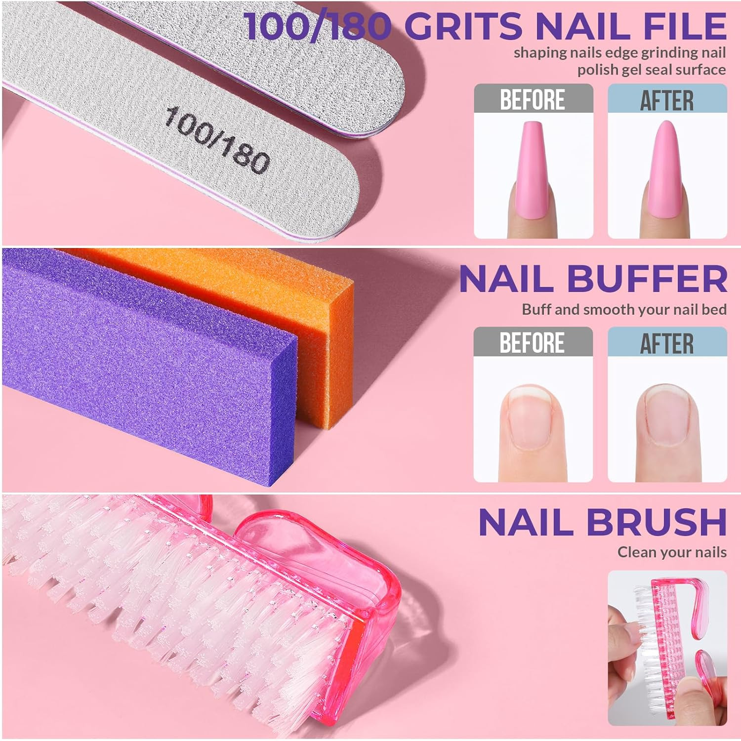 10Pcs Nail Soaking Bowl Kit with Cuticle Tools and Nail Care Essentials