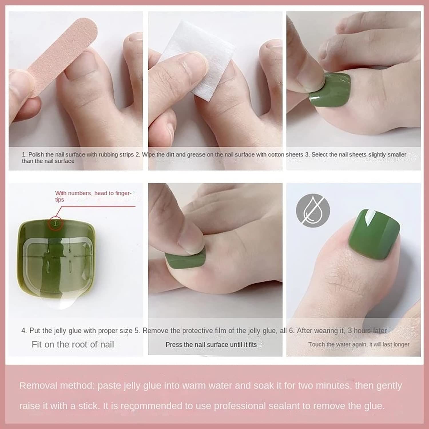 Short Press on Toenails Glossy Acrylic Square Shape Fake Toenails with Silver…