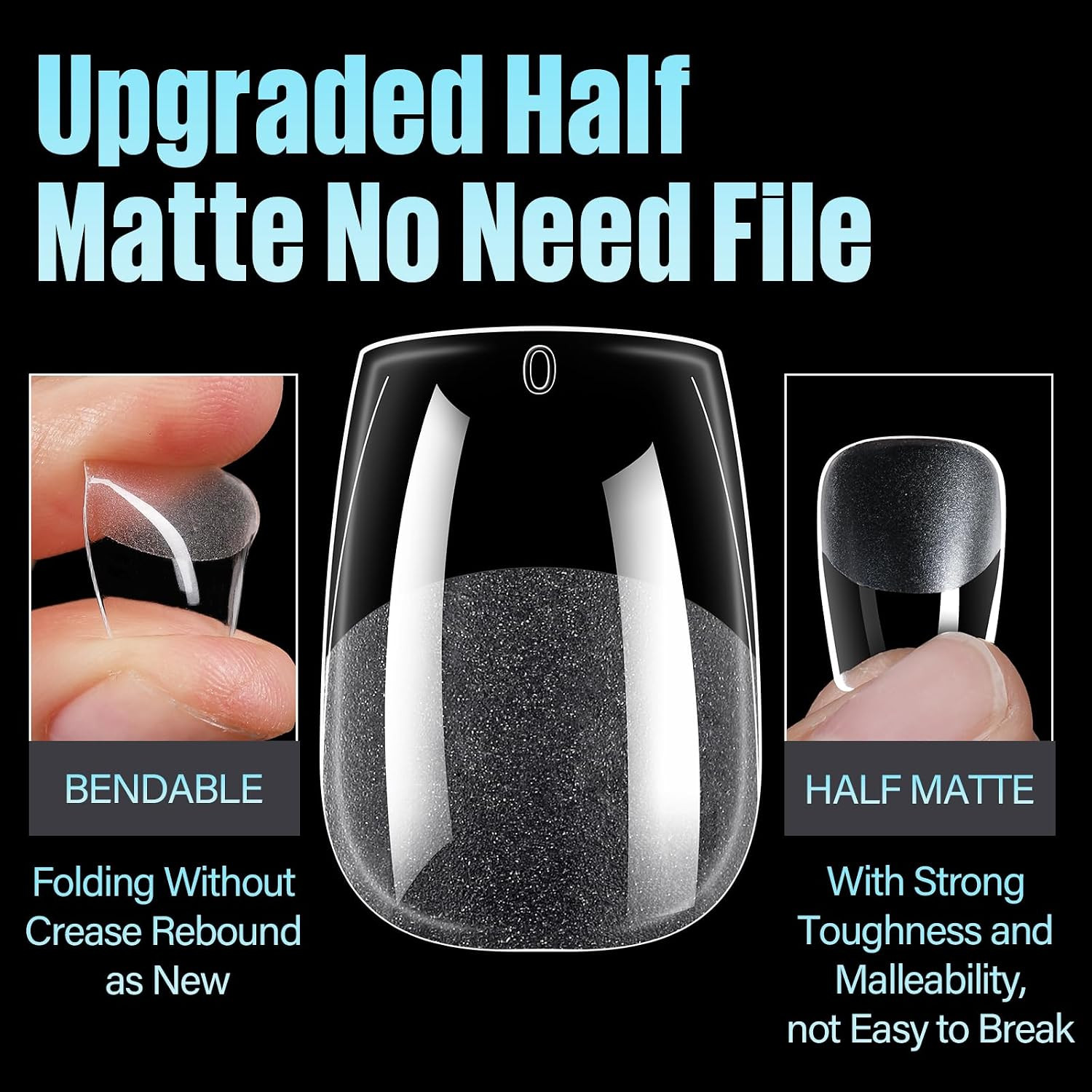 Extra Short Coffin Nail Tips, 240Pcs Half Matte Press on Full Cover Acrylic Nail