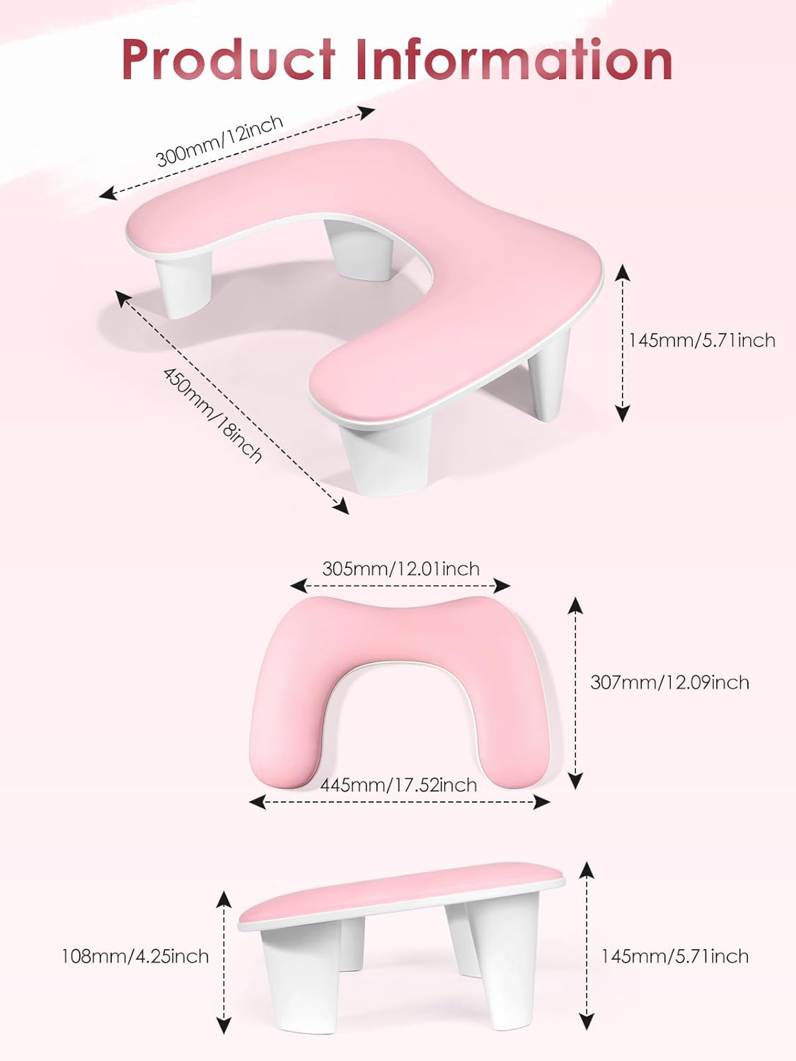 Arm Rest for Nails Tech – U-Shaped Manicure Nail Hand Rest Pillow Cushion, Big M