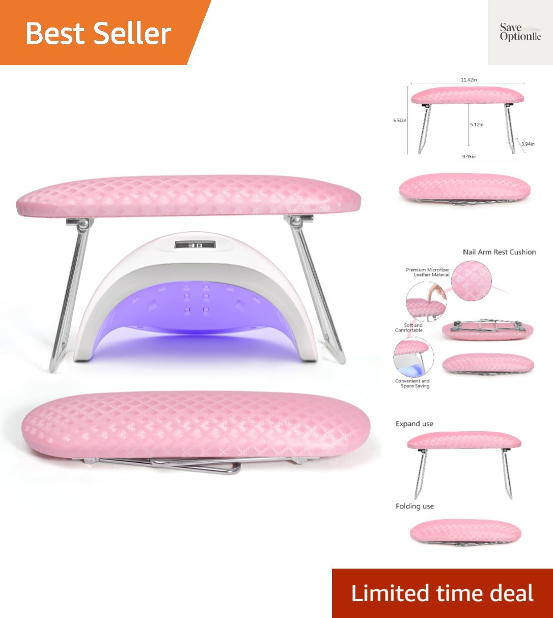 Arm Rest for Nails Tech, Professional Microfiber Leather Nail Hand Rest Stand…