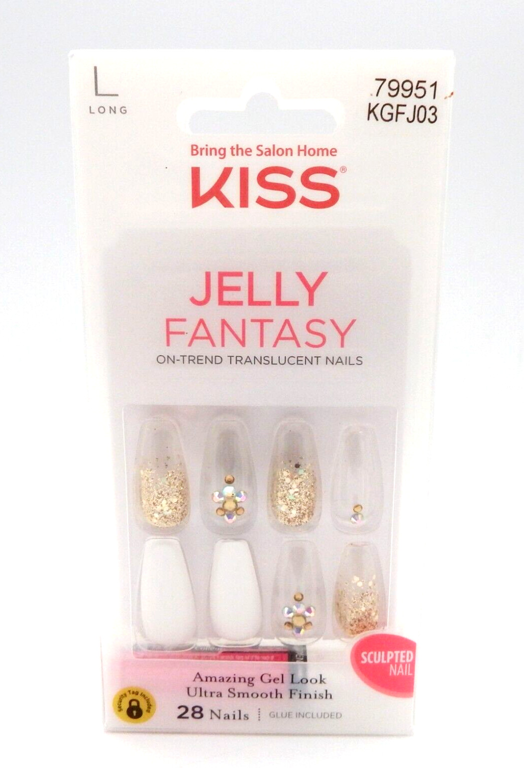 Kiss Jelly Fantasy on trend translucent Nails Ultra Smooth Finish 28 Nails Long