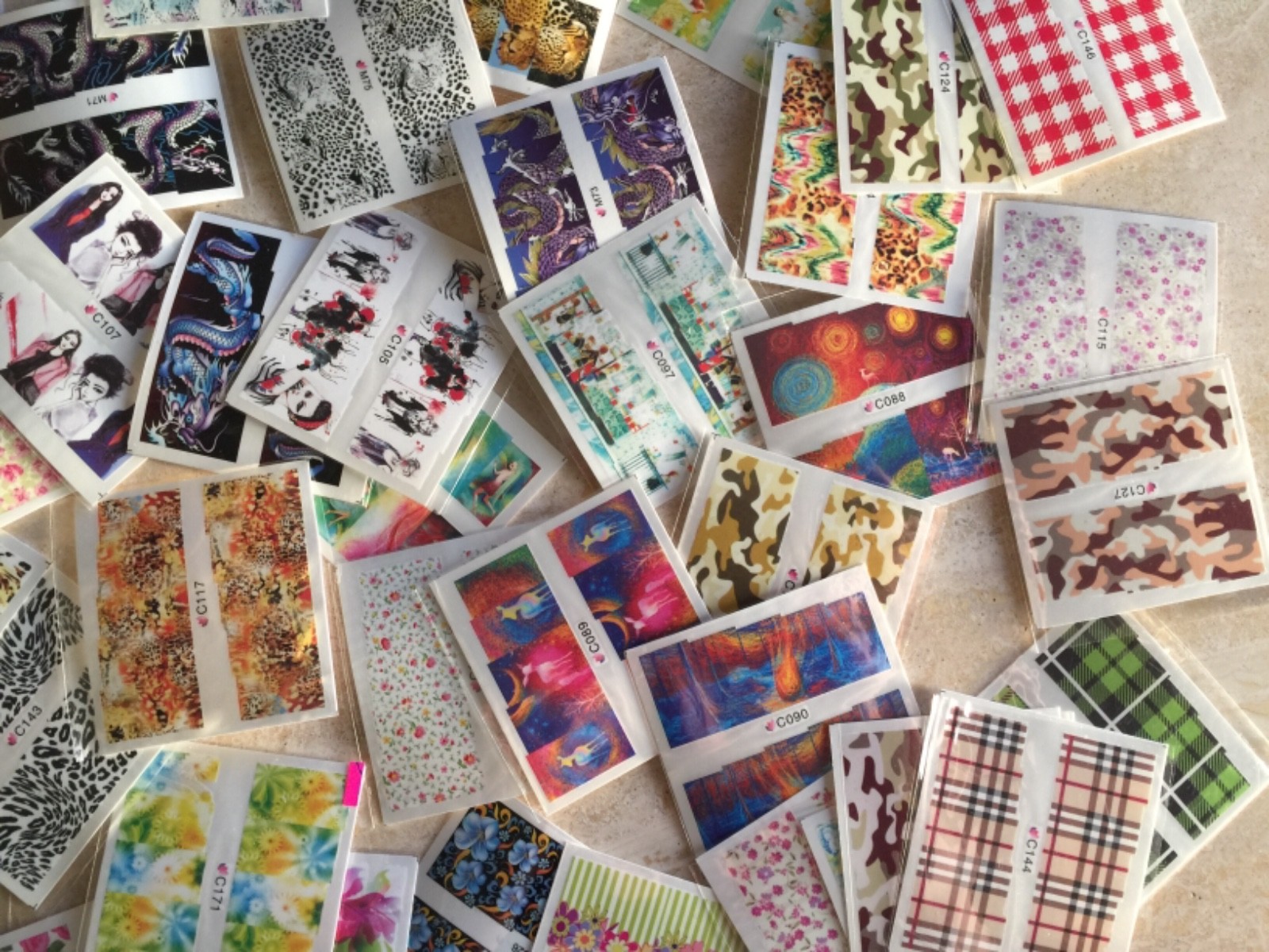 30 Sheets Nail Art Decal Stickers Water Slide Tattoo Transfer Random Full Size