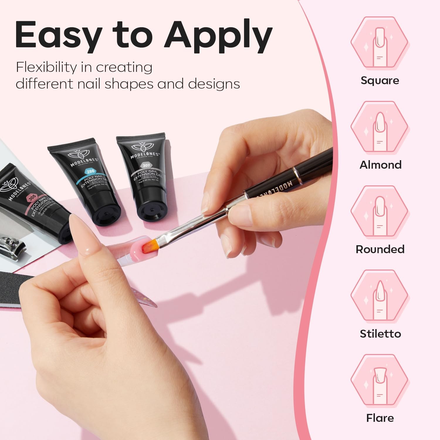 6 Color Poly Nail Gel Kit With 48W UV LED Lamp Charms Slip Solution Set