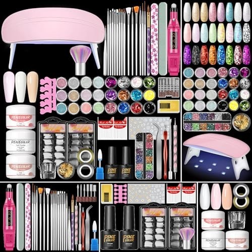 Acrylic Nail Kit with Drill and UV Light for Beginners DIY Home Salon