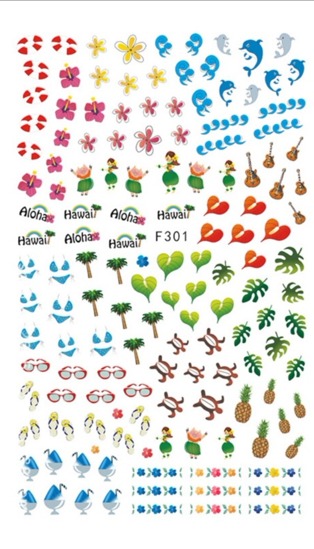 NEW Nail Art Sticker Decal Decor SPACE LOVE HAWAII MERMAID BOW FEATHER