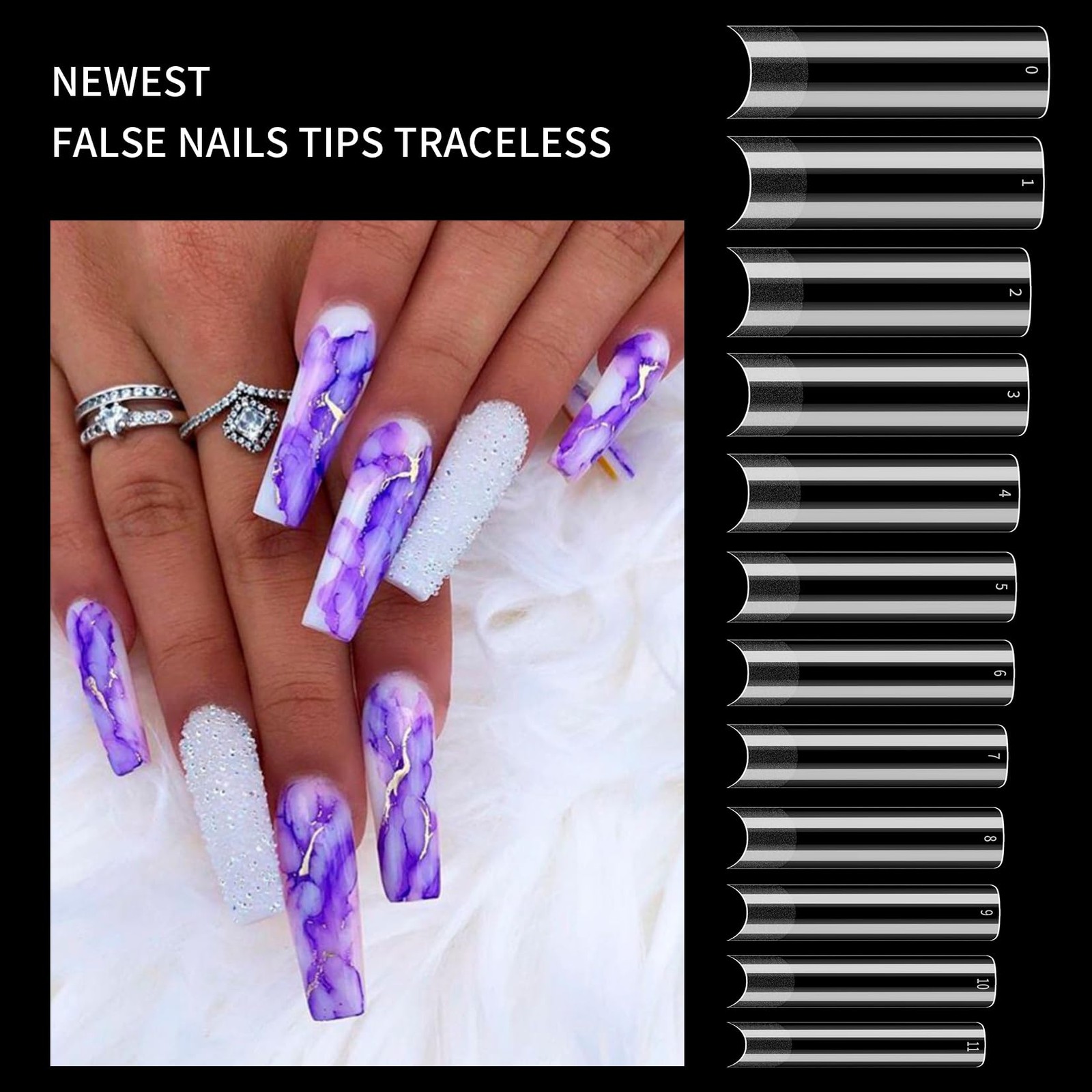 240 Pcs Square Extra Long No C Curve Clear XXL Tapered Square Press on Nail Tips