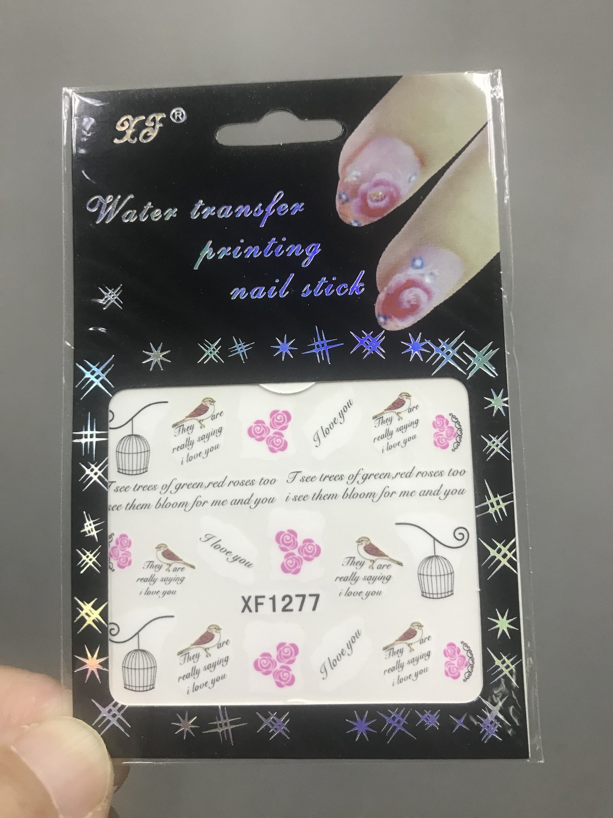 1Sheet/Lot Popular Exquisite Water Transfer DIY Nail Sticker XF1277