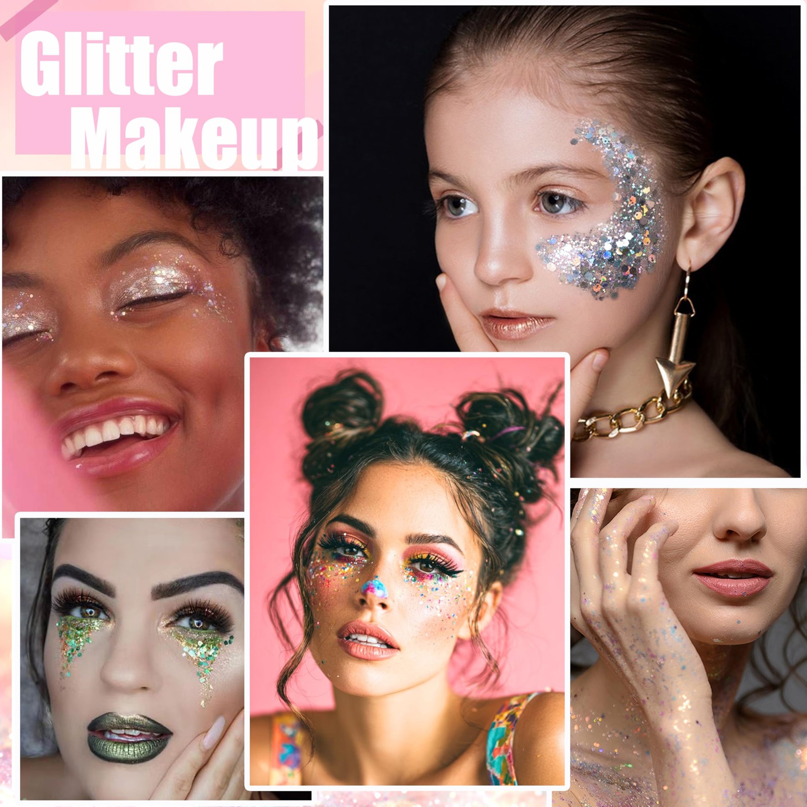 Face Body Glitter Gel, Chunky Face Glitter Makeup Kit, Sparkling 24 Colors Gl…