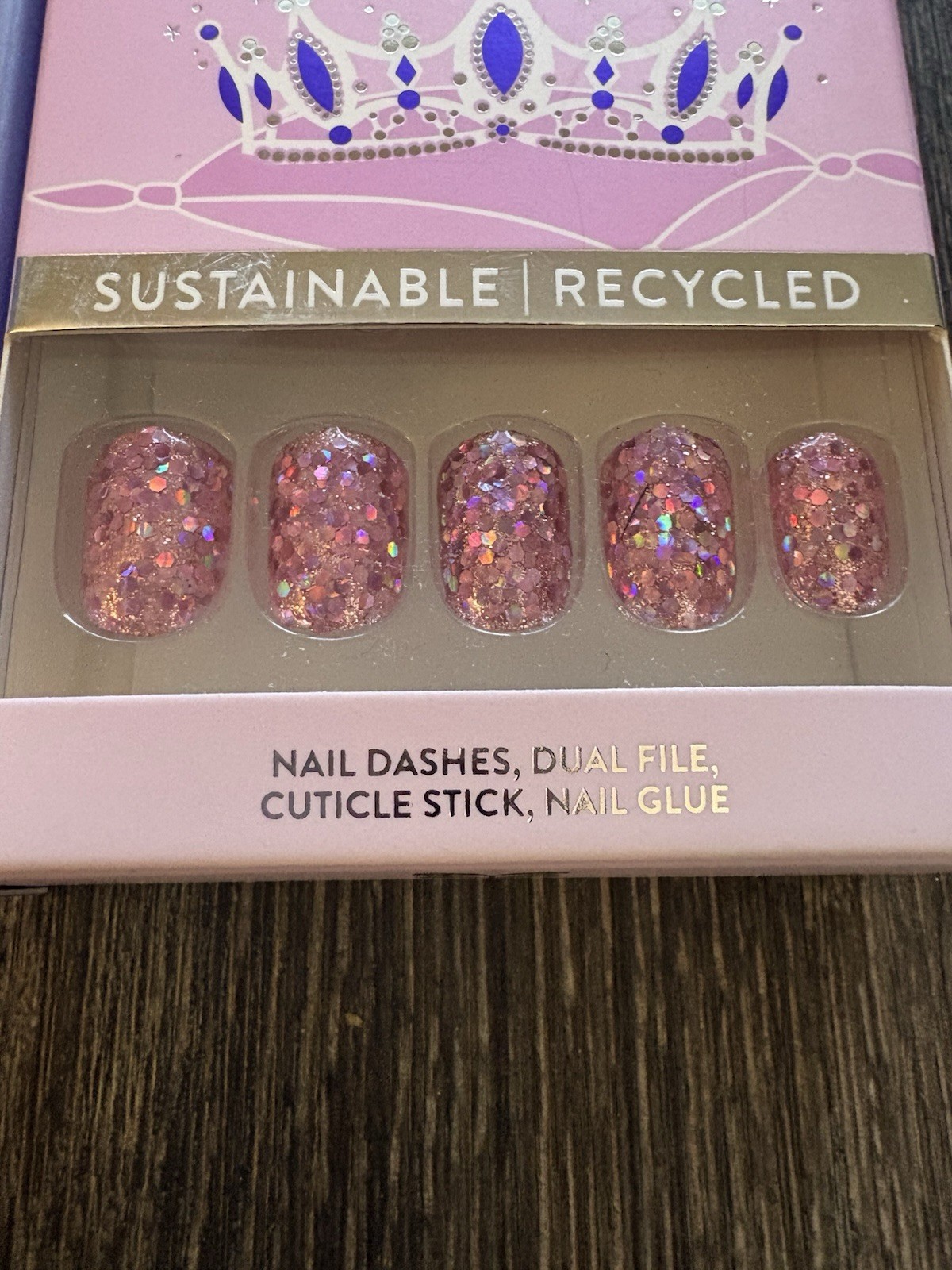 Lot of 4 NIB Red Aspen Nail Dashes Press On Nails Manicure Pink Purple Glitter