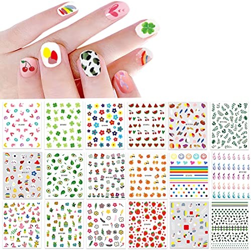 18 Sheets Nail Stickers for Women and Little Girls Nail Art Decoration 18 Pack