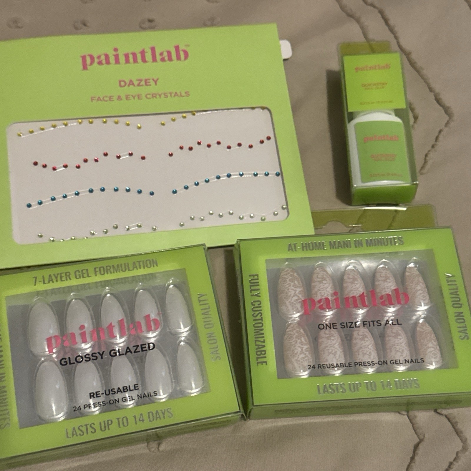 Paintlab Press On Nail Lot. Gift. Trendy Nails. Winter Nails. Bridal. Lace Nails