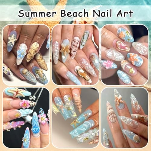 Ocean Life 5D Embossed Nail Art Stickers Decals, 5 Sheets Summer Ocean Life