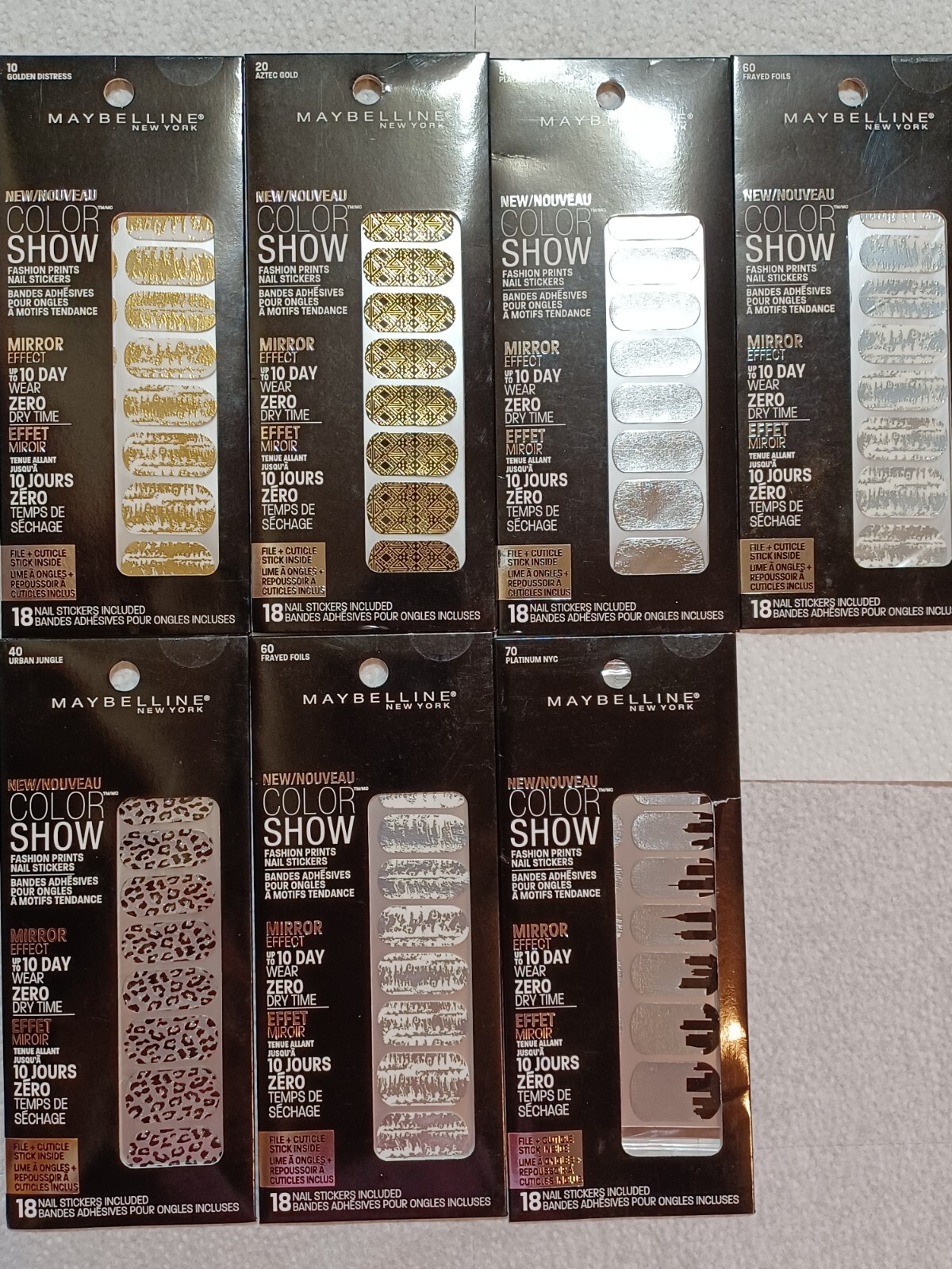 MAYBELLINE Color Show Fashion Print Nail Stickers 7 packs, 126 nail stickers #1
