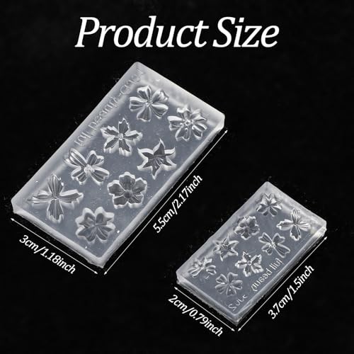 3D Flower Mold for Nails, 2 Pcs Silicone Nail Art Molds with 8 Floral Designs,