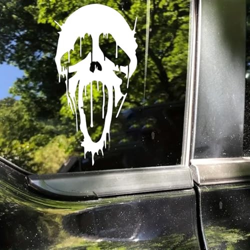 2pcs Ghost Horror Stickers, 3.74″x7.09″, Suitable for Car Windows, White